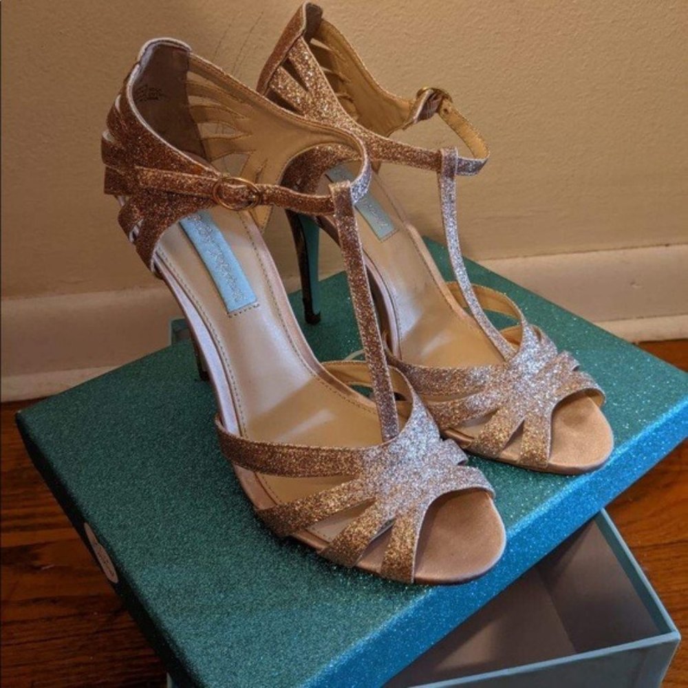 Betsey Johnson - Gold Glitter Heels (7.5)
